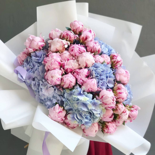 Букет гортензій і півоній «Кохана»