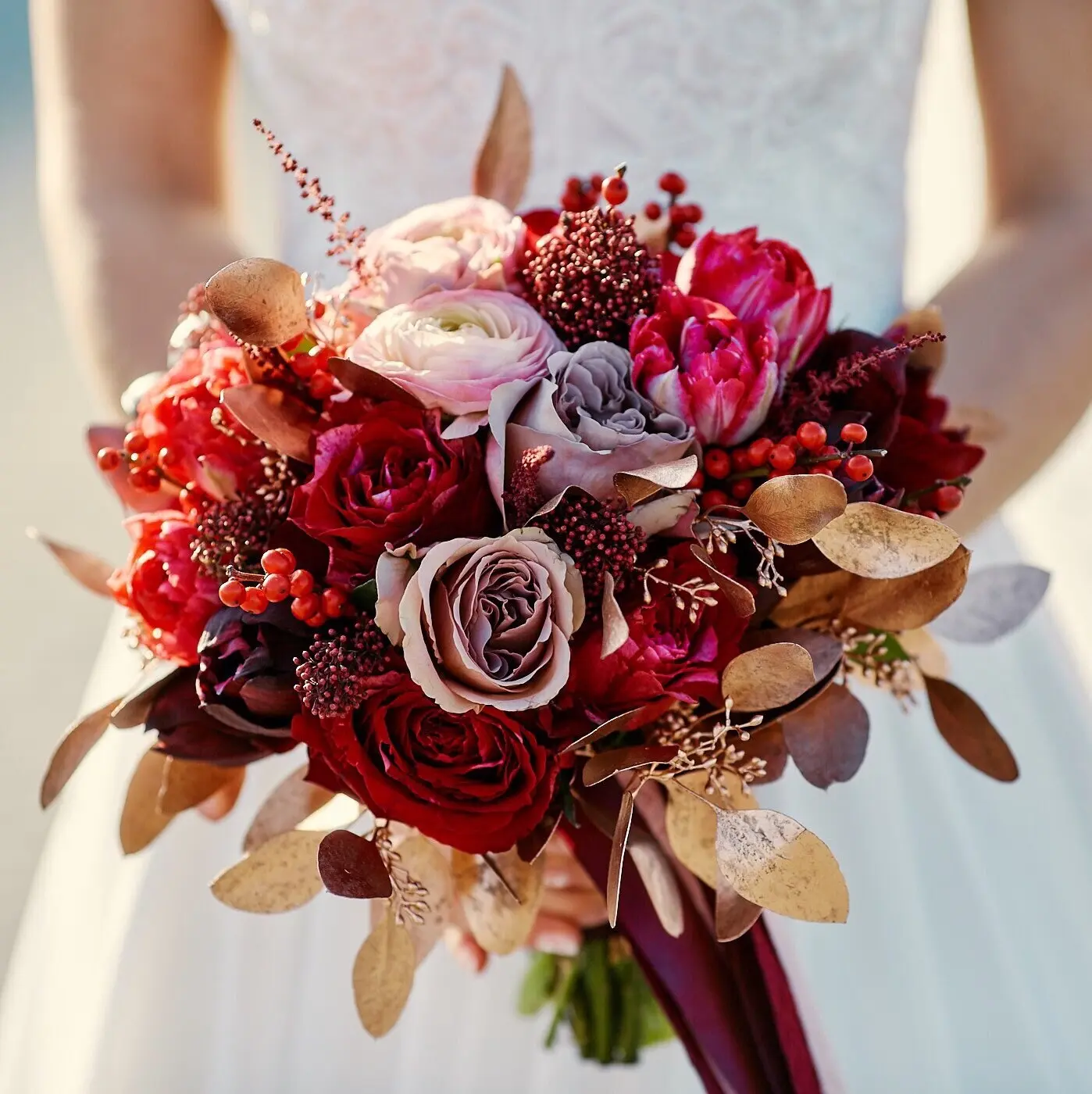 White＆Gold bouquet no.363 Wedding bouquet with gold price 6 000 грн delivery to Lviv - Kvitna