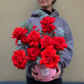 Квіти в коробці «Троянди серця»