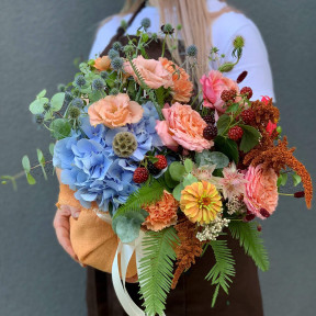 Композиція у льоні «Вересень в долонях»