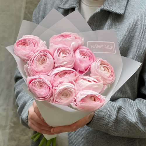 11 ранункулюсів Клуні Ханой у букеті «Квітковий мус»