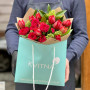 Red bouquet with tulips «Ardent kiss»