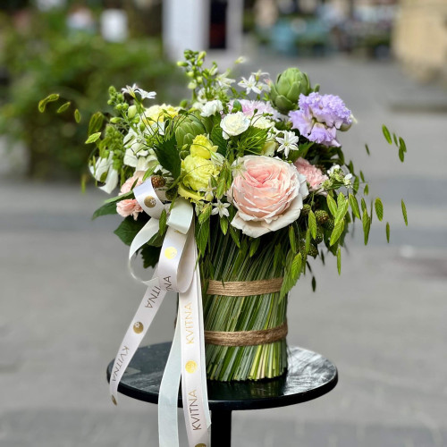 Літній сніп з піоновидними трояндами «Рідне поле»