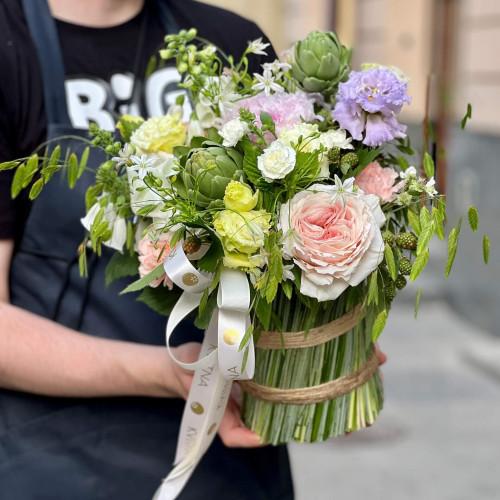 Літній сніп з піоновидними трояндами «Рідне поле»