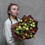 Екзотичний букет з тюльпанами та цимбідіумом «Весняна екзотика»