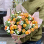 Spring bouquet of ranunculus, peony tulips and oxypetalum «Orange Sky»