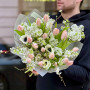 Delicate bouquet of Thijs Boots premium tulips, lilac and anemones «Spring luxury»