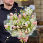 Delicate bouquet of Thijs Boots premium tulips, lilac and anemones «Spring luxury»