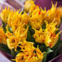 Витончені жовтогарячі французькі тюльпани у букеті «Яскраві іскри»