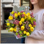 25 сонячних півонієвидних тюльпанів у букеті «Перше сонечко»