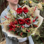 Luxurious winter bouquet with amaryllis «Golden Garden»