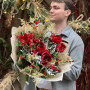 Luxurious winter bouquet with amaryllis «Golden Garden»