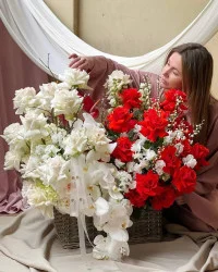 Baskets with flowers